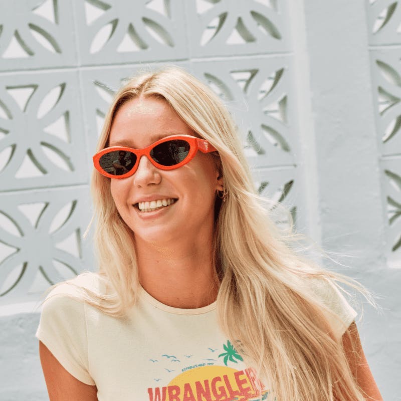 Woman wearing Prada sunglasses