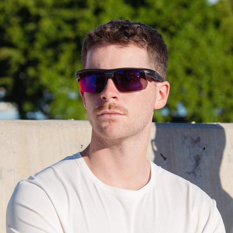 Man wearing sport sunglasses
