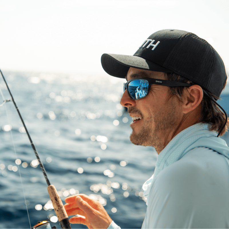 Man wearing sunglasses while fishing